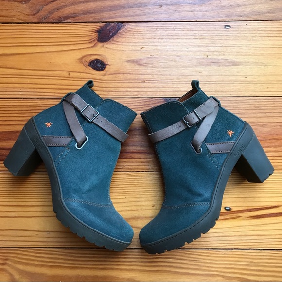 Art Teal Tan Strap Spanish Leather Boots, EUC, 38 - Picture 1 of 14